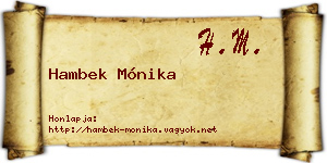 Hambek Mónika névjegykártya